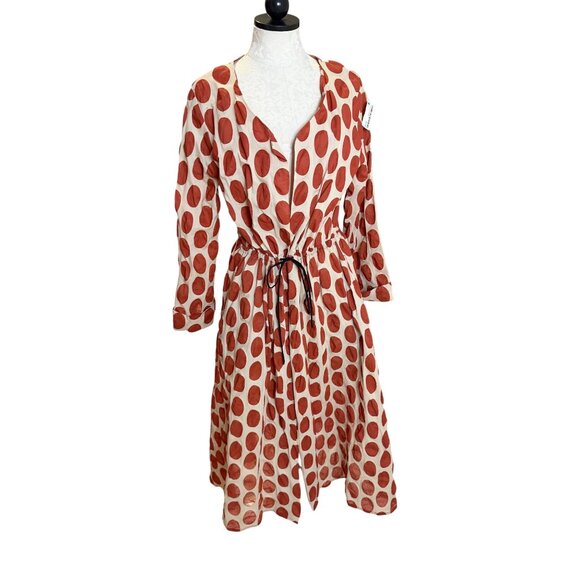 Moyuru Womens Polka Dot Tunic One-piece Dress Size M/L Burnt Orange Cotton - Picture 13 of 16